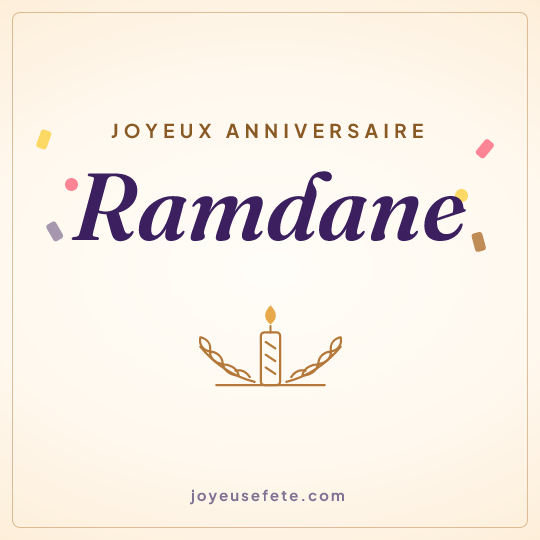 Image carrée « Joyeux anniversaire Ramdane » pour WhatsApp