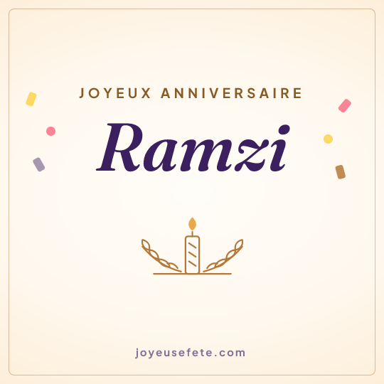 Image carrée « Joyeux anniversaire Ramzi » pour WhatsApp