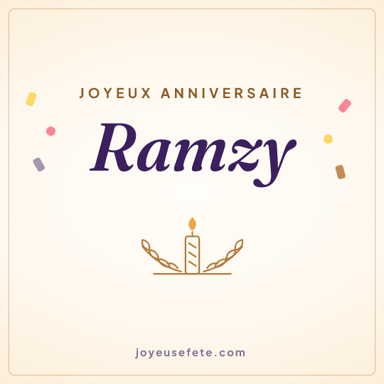 Image carrée « Joyeux anniversaire Ramzy » pour WhatsApp