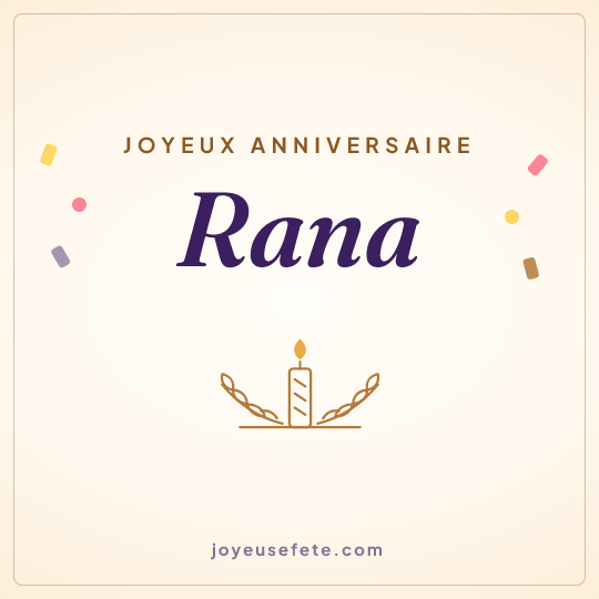 Image carrée « Joyeux anniversaire Rana » pour WhatsApp
