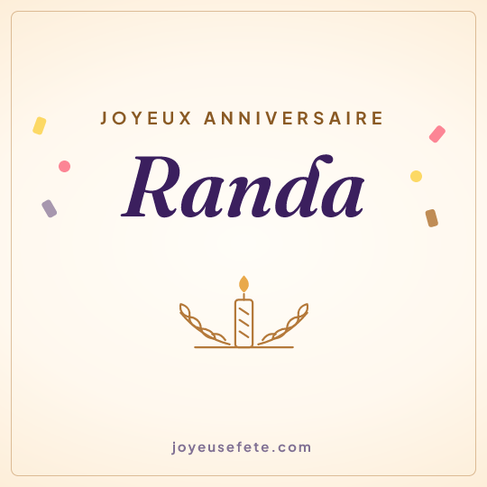 Image carrée « Joyeux anniversaire Randa » pour WhatsApp