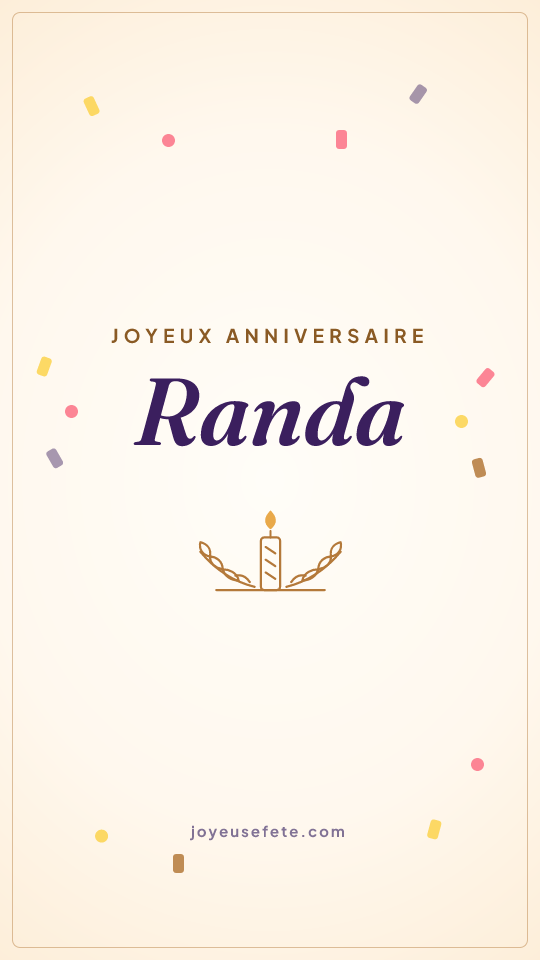 Image « Joyeux anniversaire Randa » au format story