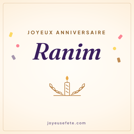 Image carrée « Joyeux anniversaire Ranim » pour WhatsApp