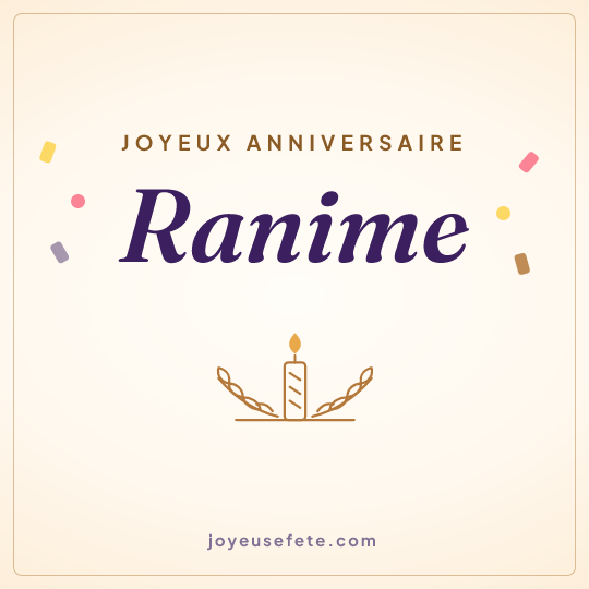 Image carrée « Joyeux anniversaire Ranime » pour WhatsApp