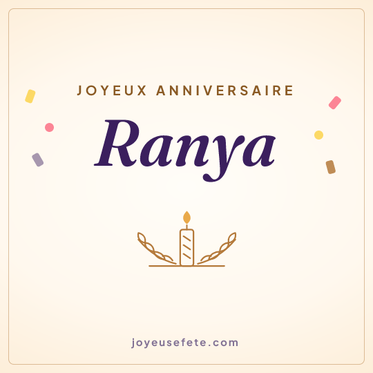 Image carrée « Joyeux anniversaire Ranya » pour WhatsApp