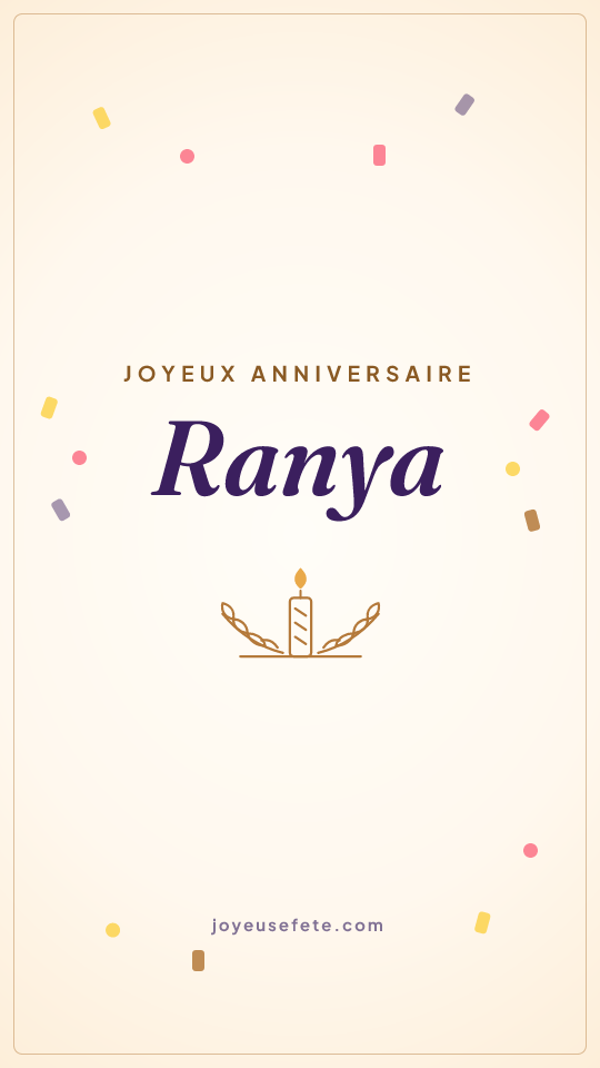 Image « Joyeux anniversaire Ranya » au format story