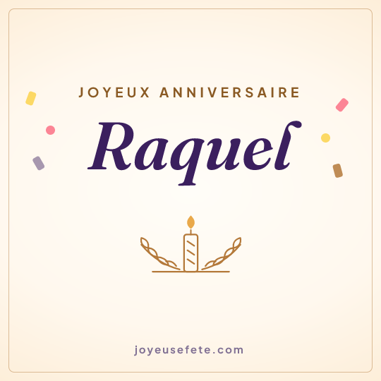 Image carrée « Joyeux anniversaire Raquel » pour WhatsApp