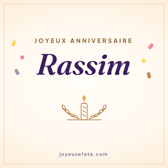 Image carrée « Joyeux anniversaire Rassim » pour WhatsApp