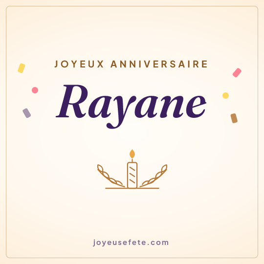 Image carrée « Joyeux anniversaire Rayane » pour WhatsApp