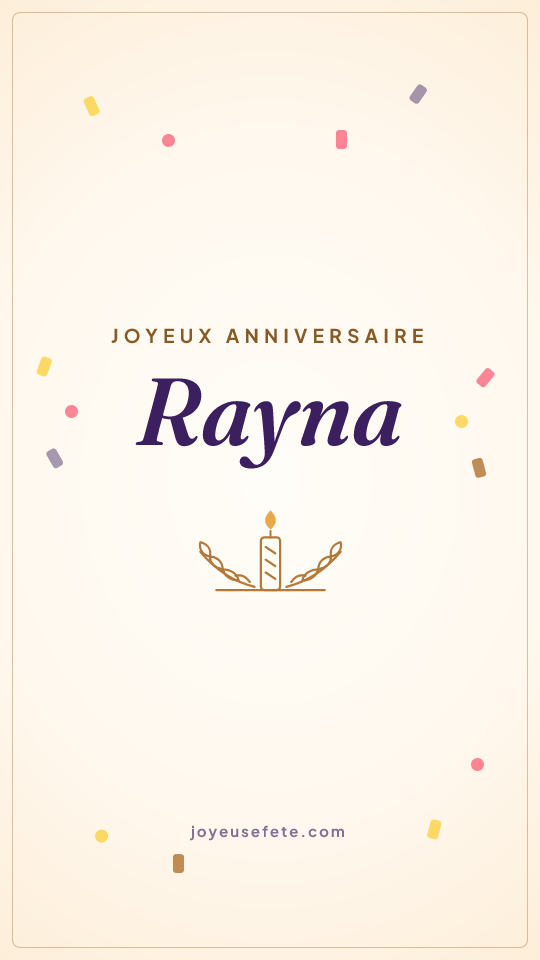 Image « Joyeux anniversaire Rayna » au format story