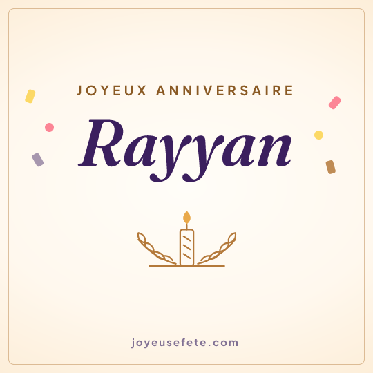 Image carrée « Joyeux anniversaire Rayyan » pour WhatsApp