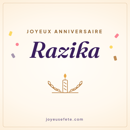 Image carrée « Joyeux anniversaire Razika » pour WhatsApp