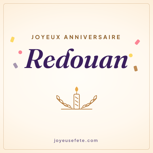 Image carrée « Joyeux anniversaire Redouan » pour WhatsApp