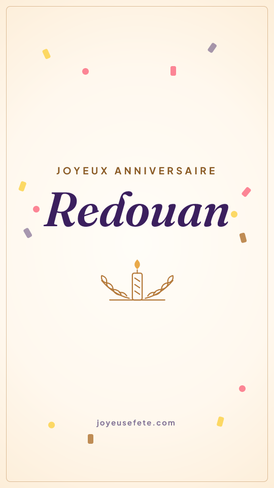 Image « Joyeux anniversaire Redouan » au format story