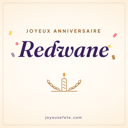 Image carrée « Joyeux anniversaire Redwane » pour WhatsApp