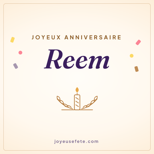 Image carrée « Joyeux anniversaire Reem » pour WhatsApp
