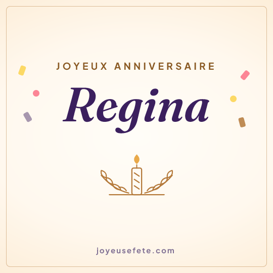 Image carrée « Joyeux anniversaire Regina » pour WhatsApp
