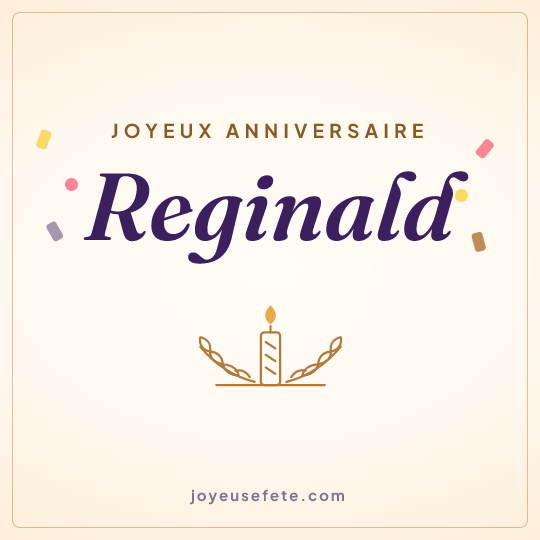 Image carrée « Joyeux anniversaire Reginald » pour WhatsApp