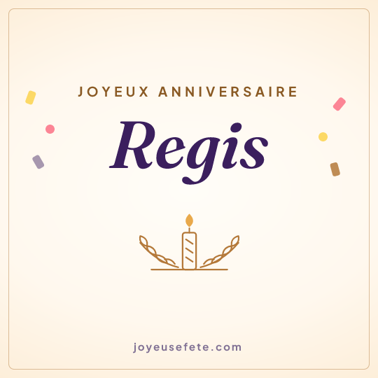 Image carrée « Joyeux anniversaire Regis » pour WhatsApp