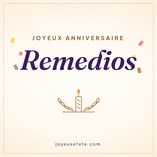 Image carrée « Joyeux anniversaire Remedios » pour WhatsApp