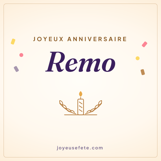Image carrée « Joyeux anniversaire Remo » pour WhatsApp