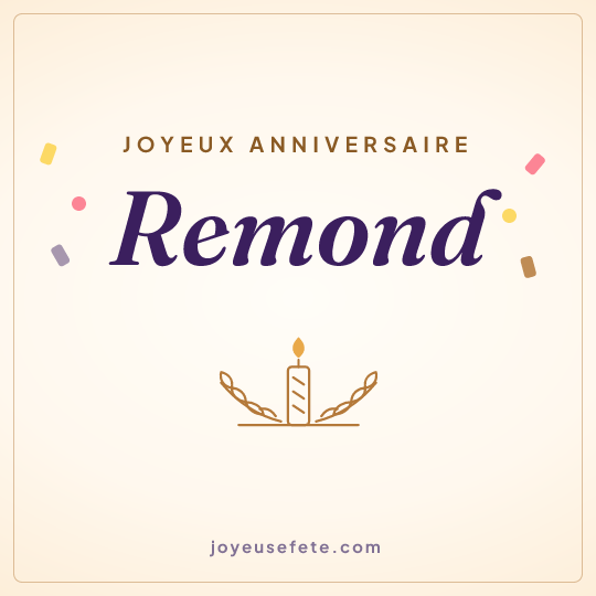 Image carrée « Joyeux anniversaire Remond » pour WhatsApp