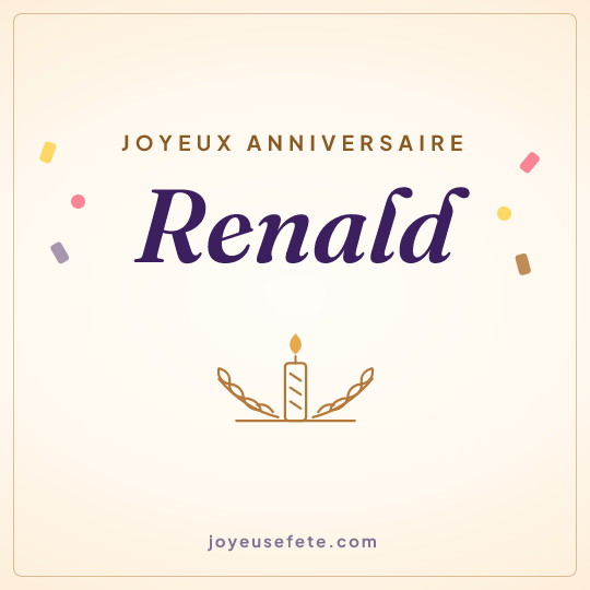 Image carrée « Joyeux anniversaire Renald » pour WhatsApp
