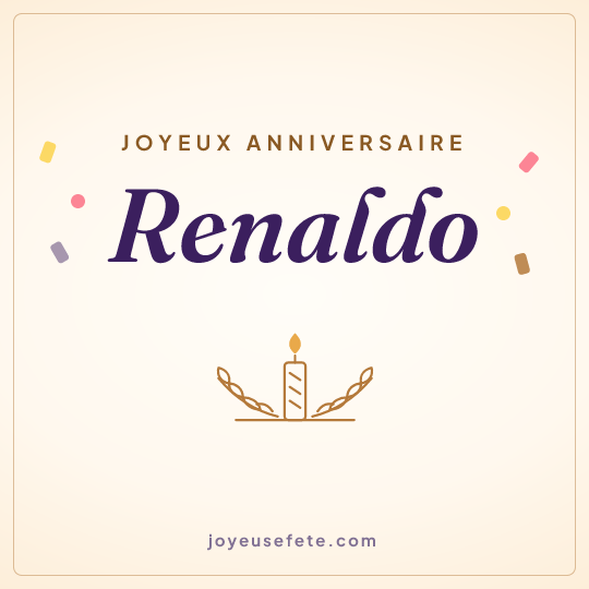 Image carrée « Joyeux anniversaire Renaldo » pour WhatsApp