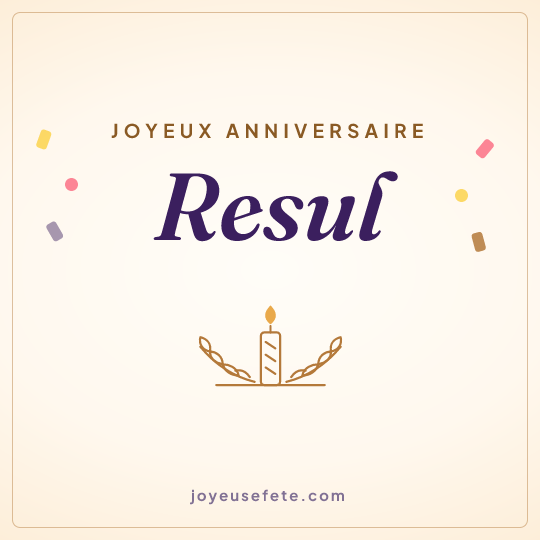 Image carrée « Joyeux anniversaire Resul » pour WhatsApp