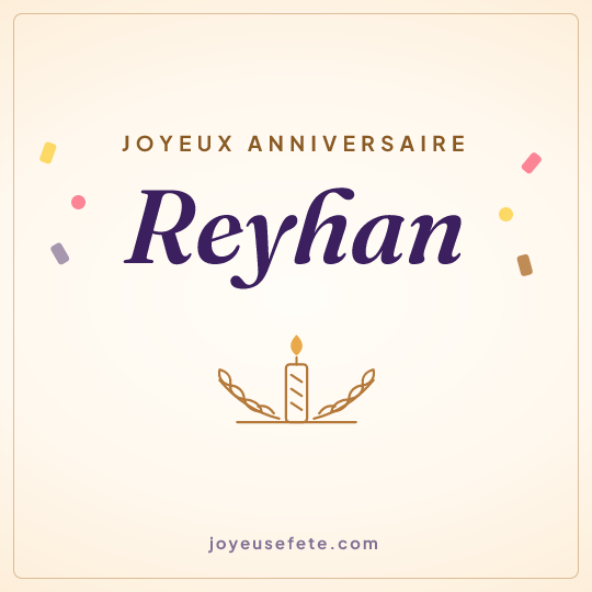 Image carrée « Joyeux anniversaire Reyhan » pour WhatsApp
