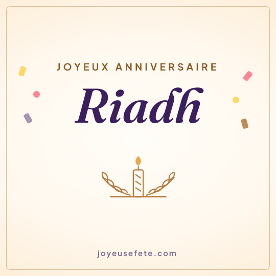 Image carrée « Joyeux anniversaire Riadh » pour WhatsApp
