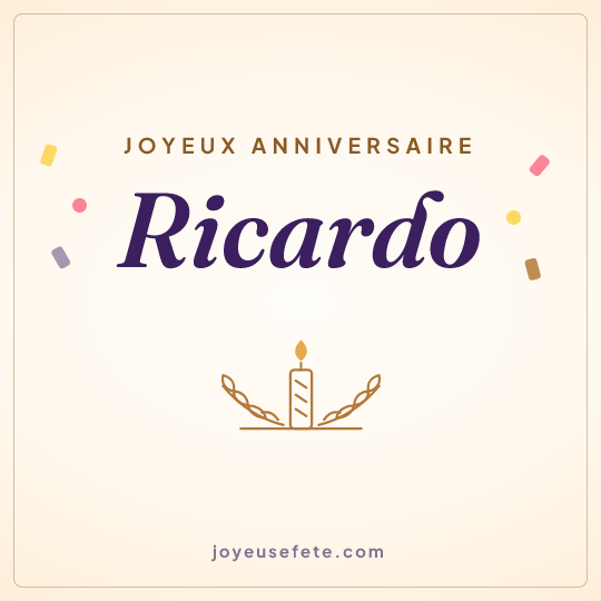 Image carrée « Joyeux anniversaire Ricardo » pour WhatsApp