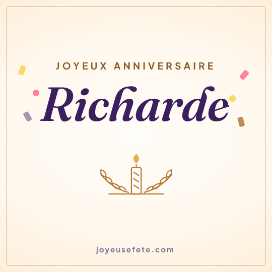 Image carrée « Joyeux anniversaire Richarde » pour WhatsApp
