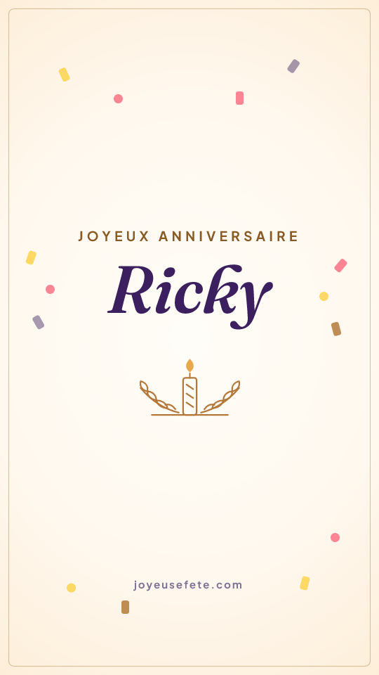 Image « Joyeux anniversaire Ricky » au format story