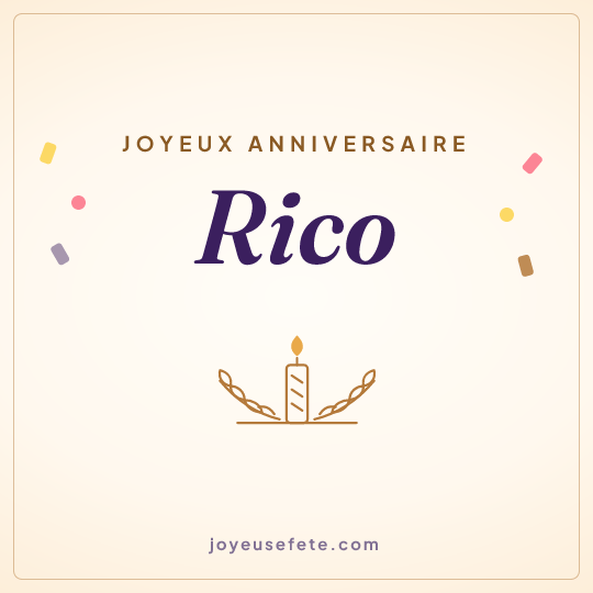 Image carrée « Joyeux anniversaire Rico » pour WhatsApp