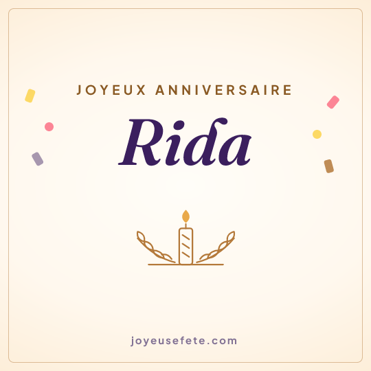 Image carrée « Joyeux anniversaire Rida » pour WhatsApp