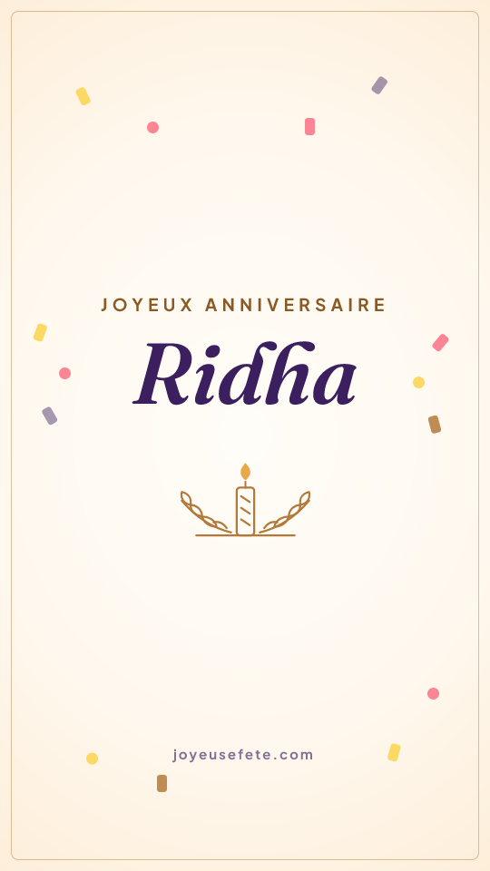 Image « Joyeux anniversaire Ridha » au format story