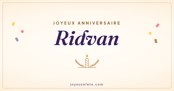 Image « Joyeux anniversaire Ridvan » au format large