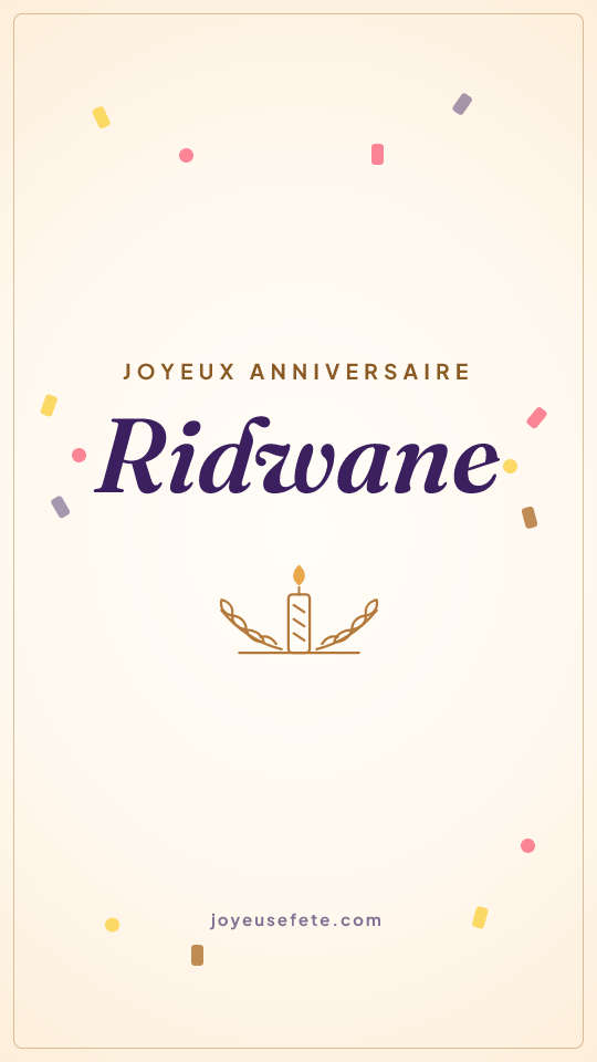 Image « Joyeux anniversaire Ridwane » au format story