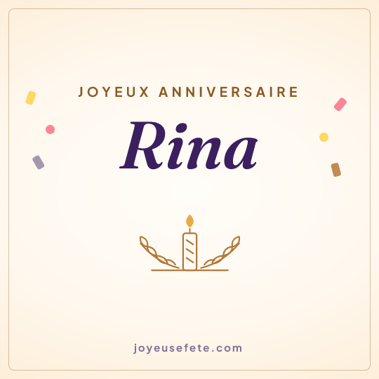 Image carrée « Joyeux anniversaire Rina » pour WhatsApp