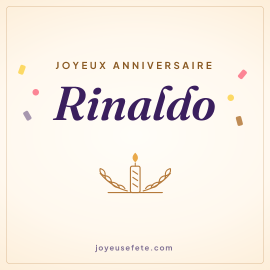 Image carrée « Joyeux anniversaire Rinaldo » pour WhatsApp