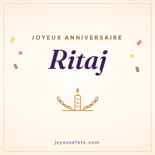 Image carrée « Joyeux anniversaire Ritaj » pour WhatsApp