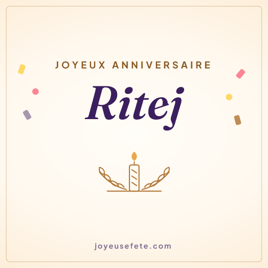 Image carrée « Joyeux anniversaire Ritej » pour WhatsApp