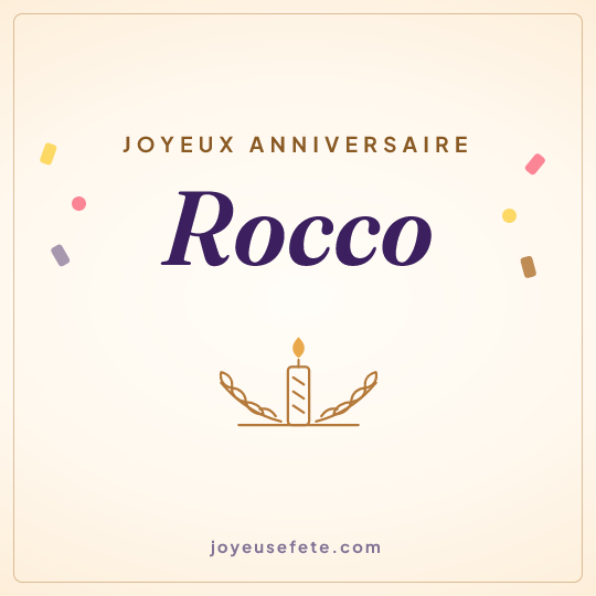 Image carrée « Joyeux anniversaire Rocco » pour WhatsApp