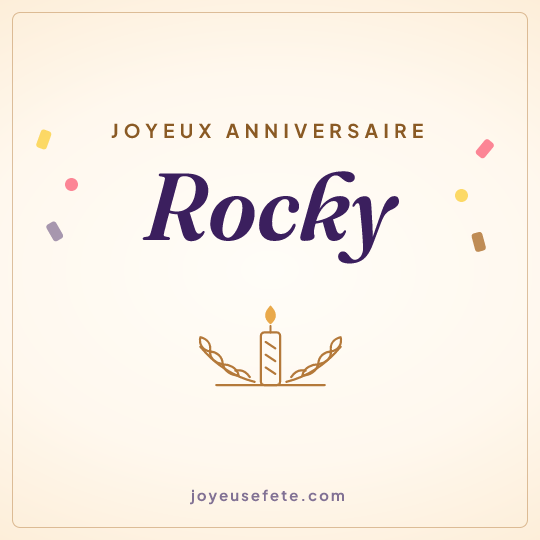 Image carrée « Joyeux anniversaire Rocky » pour WhatsApp