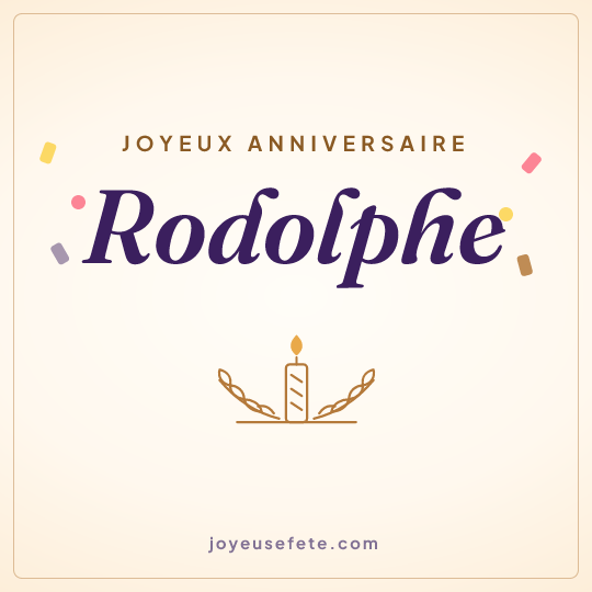 Image carrée « Joyeux anniversaire Rodolphe » pour WhatsApp