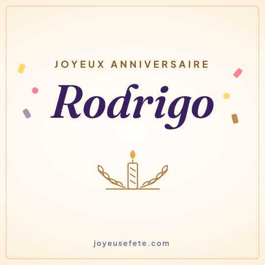 Image carrée « Joyeux anniversaire Rodrigo » pour WhatsApp