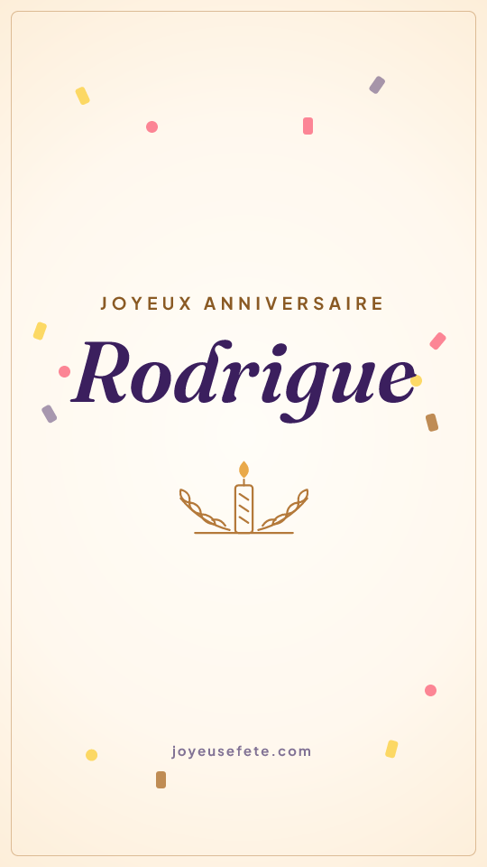 Image « Joyeux anniversaire Rodrigue » au format story