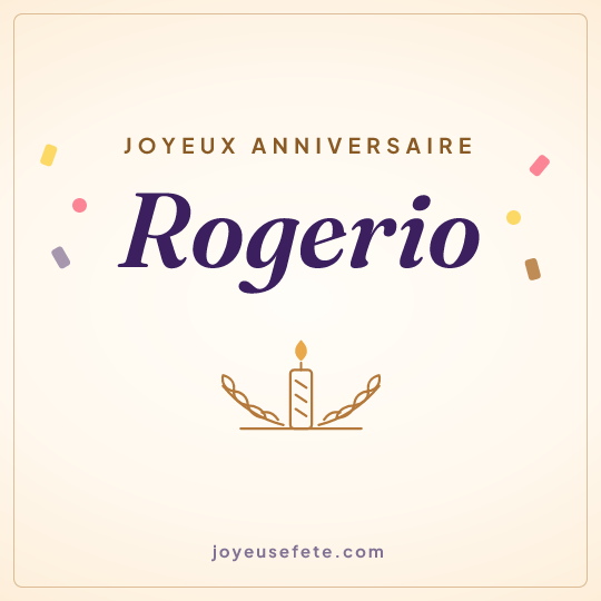Image carrée « Joyeux anniversaire Rogerio » pour WhatsApp