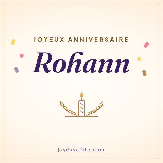 Image carrée « Joyeux anniversaire Rohann » pour WhatsApp